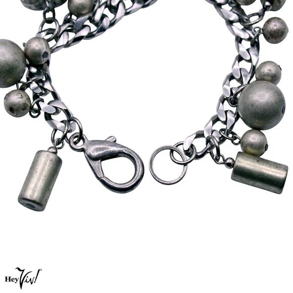 Vintage Charm Bracelet with Lots of Jingle Hearts and Balls 7.5" Long - Hey Viv - Picture 3 of 6